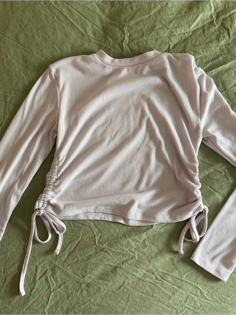 gb fashion ribbed long sleeve crop top with cinched sides